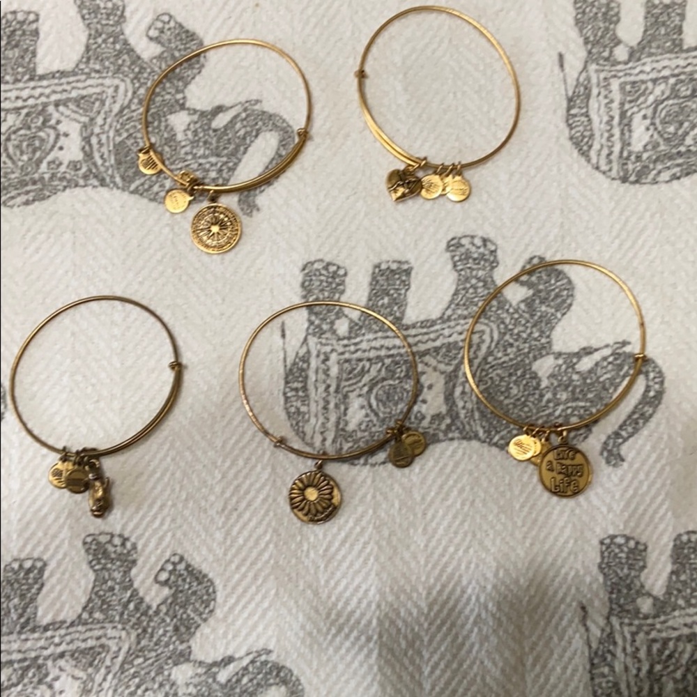 6 Alex and Ani Gold Bracelets